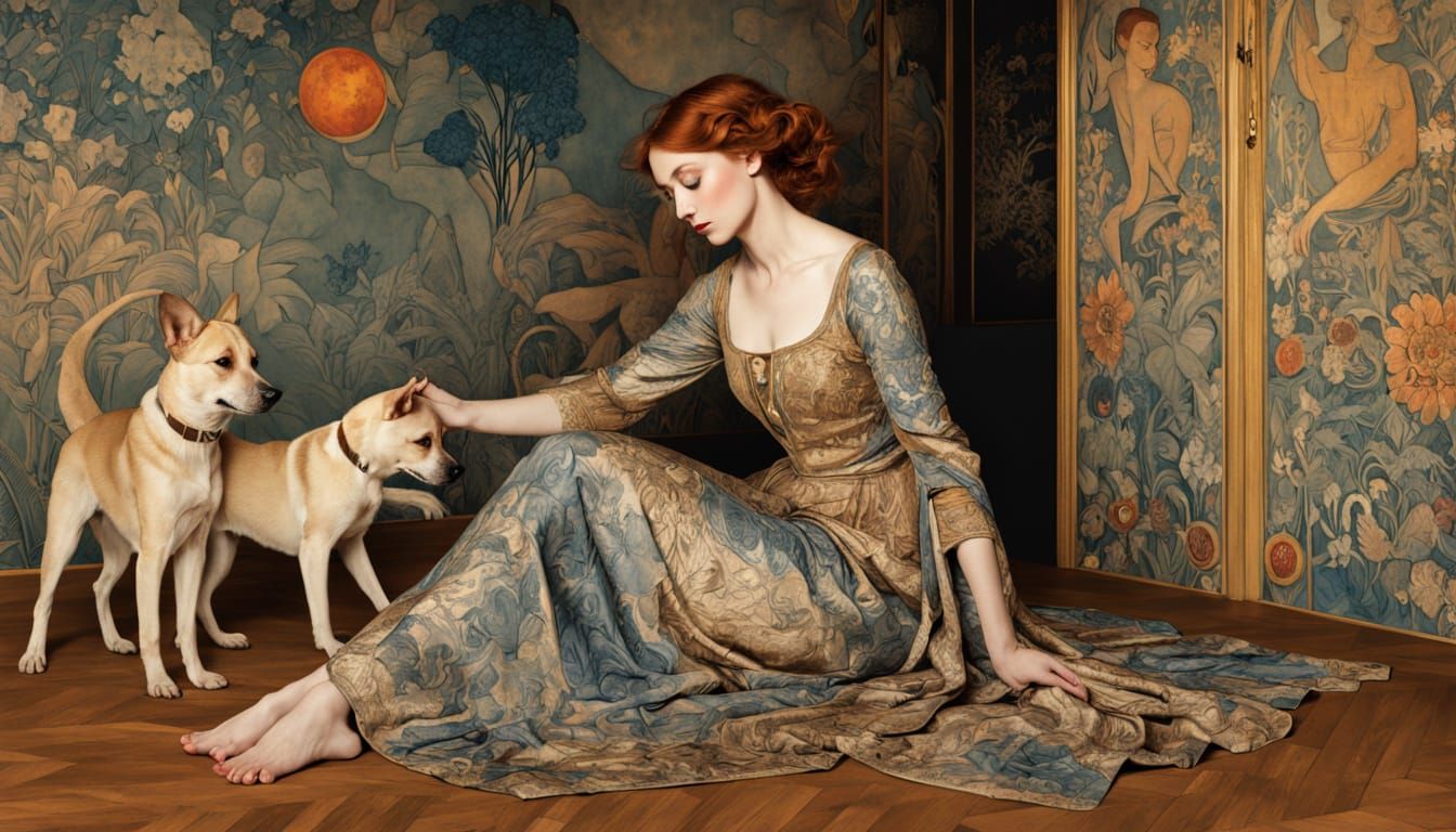 Dreamlike Twilight Scene with Whimsical Shadow Creatures