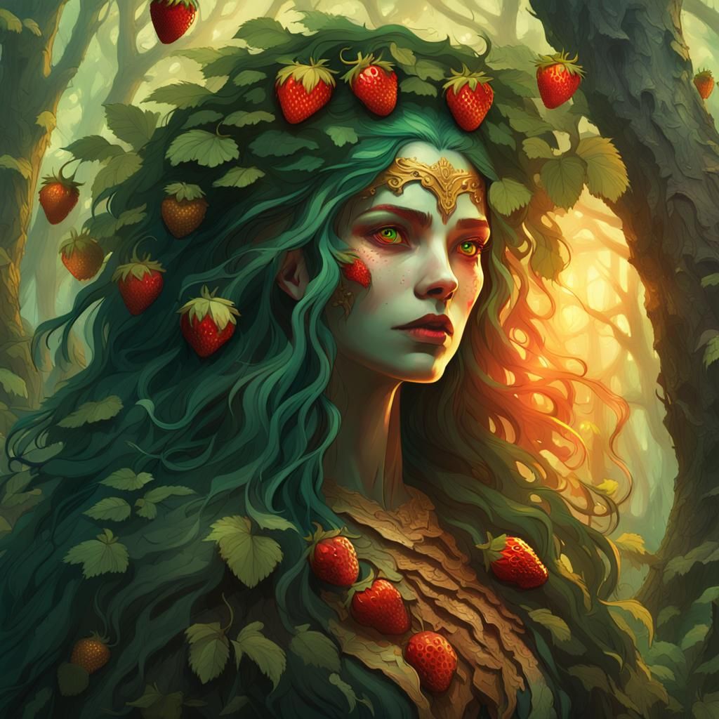 Strawberry Vampire Dryad in Mystical Forest