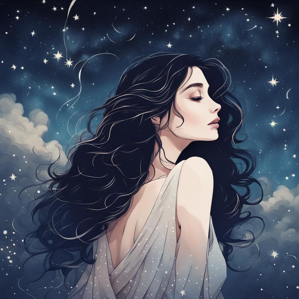 Celestial Beauty: A Starlit Night Personified