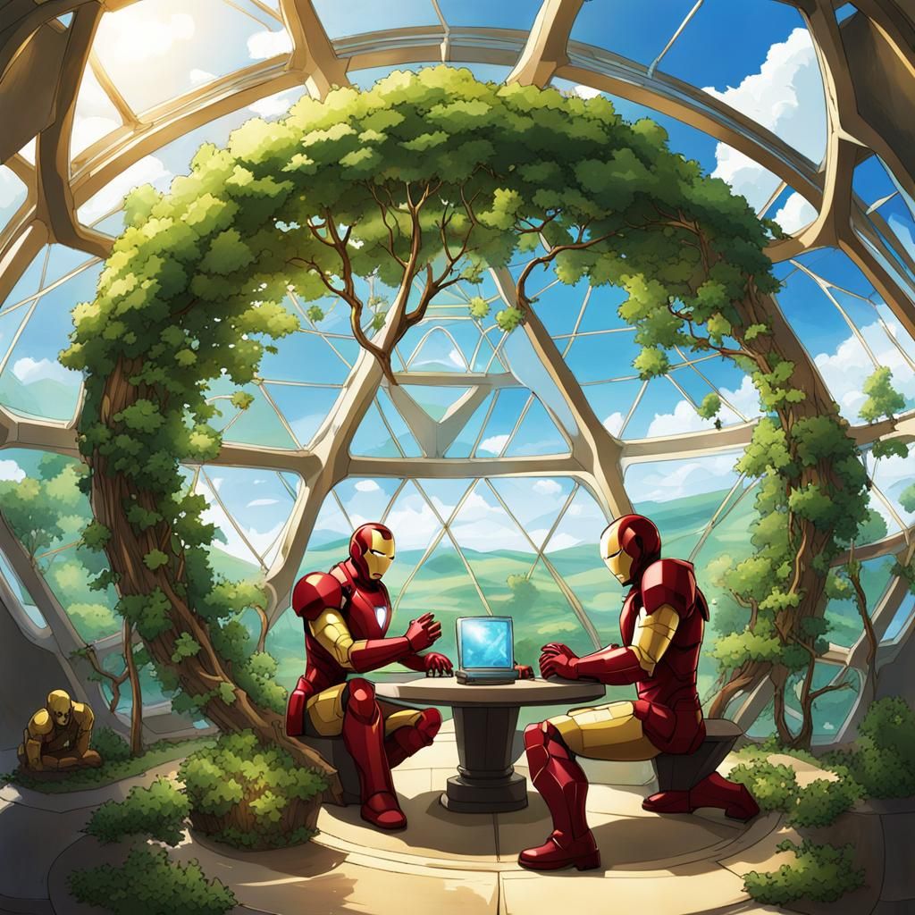 Iron Men Tend Sacred Tree: Anime Style