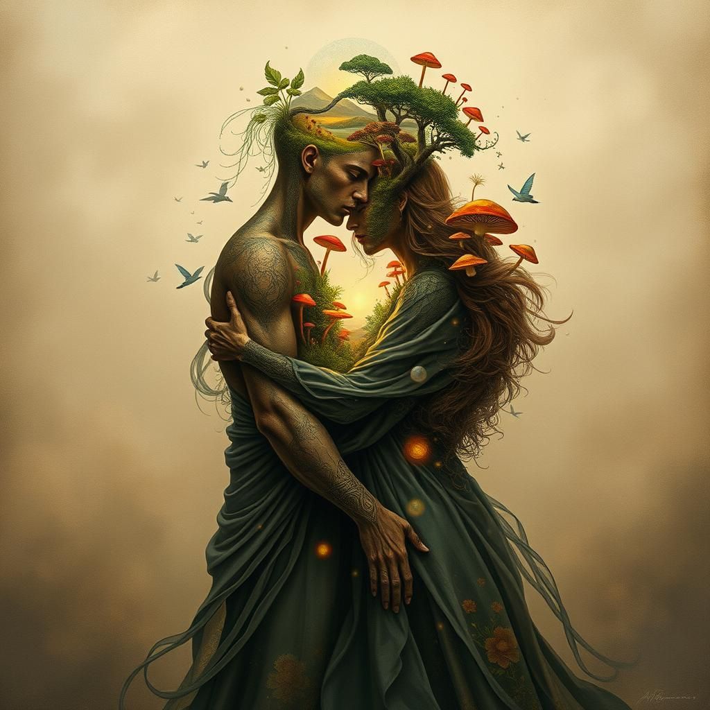 Ethereal Figures in Dreamlike Mindscape Concept Art