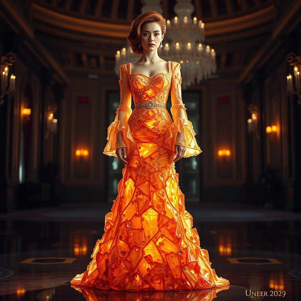 Crystal Gown in Grand Ballroom: A Digital Masterpiece