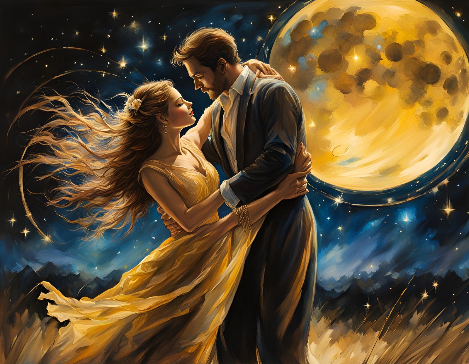 Moonlit Dance in Sepia Tones with Volumetric Lighting