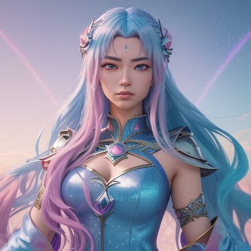 Mystical Goddess in Vibrant, Realistic Attire