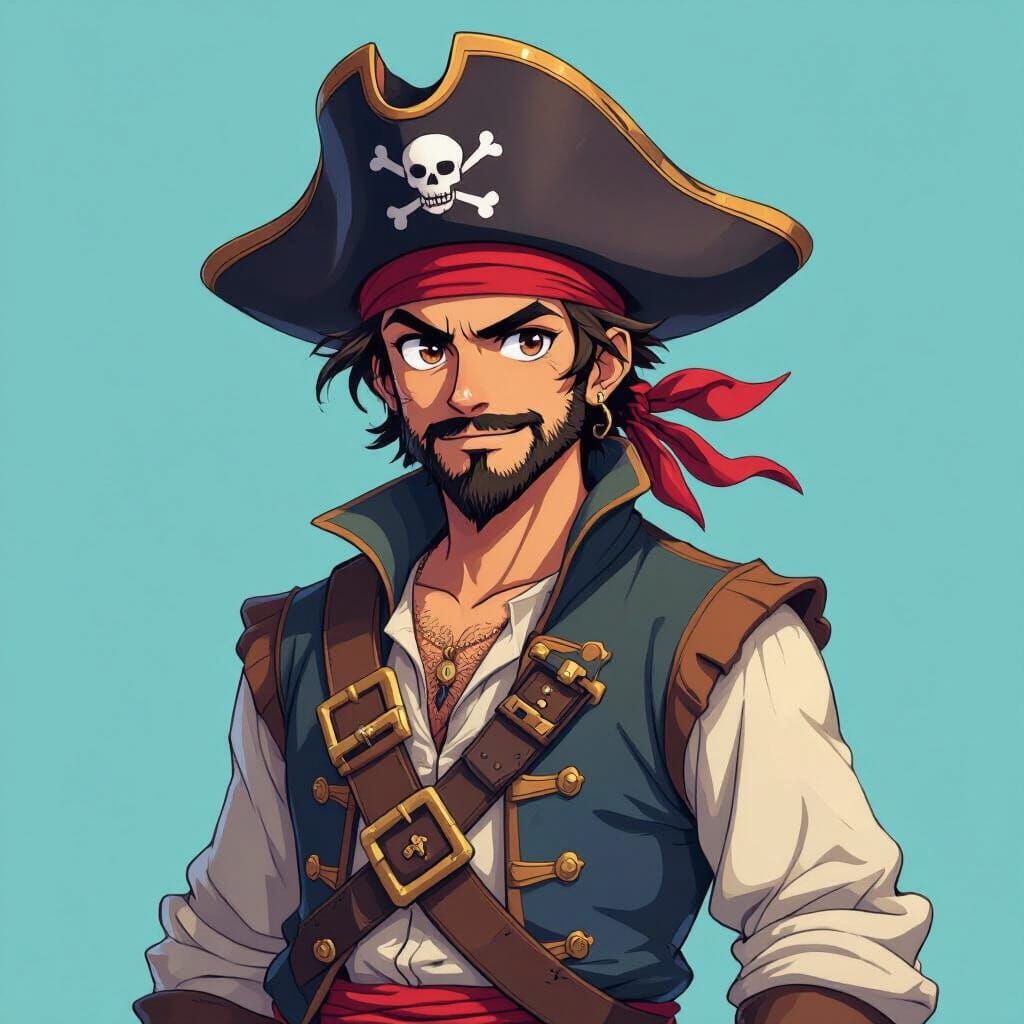 Confident Pirate in Dynamic Manga Style