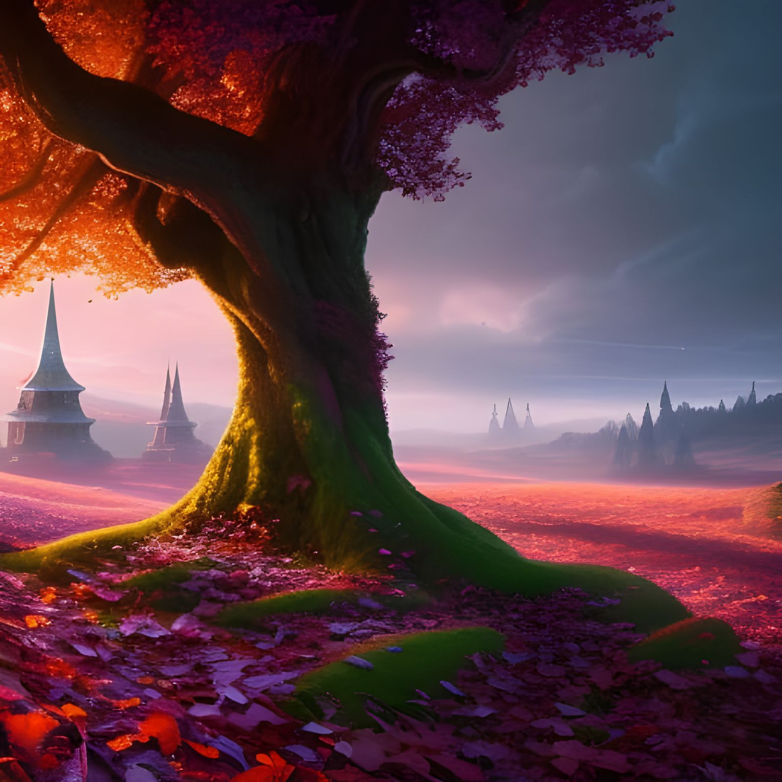 Magical Tree in Autumn: Fantasy Concept Art
