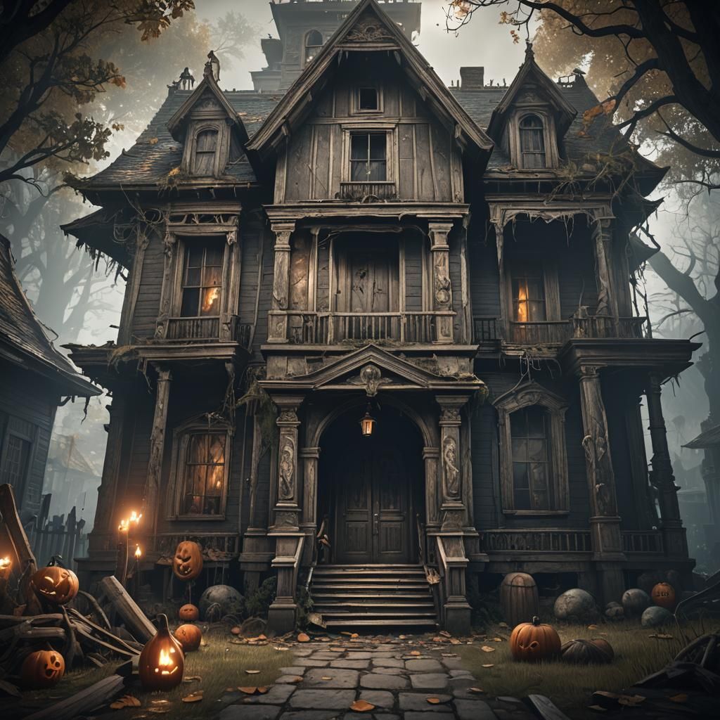 Eerie Haunted House in Cinematic 3D Render