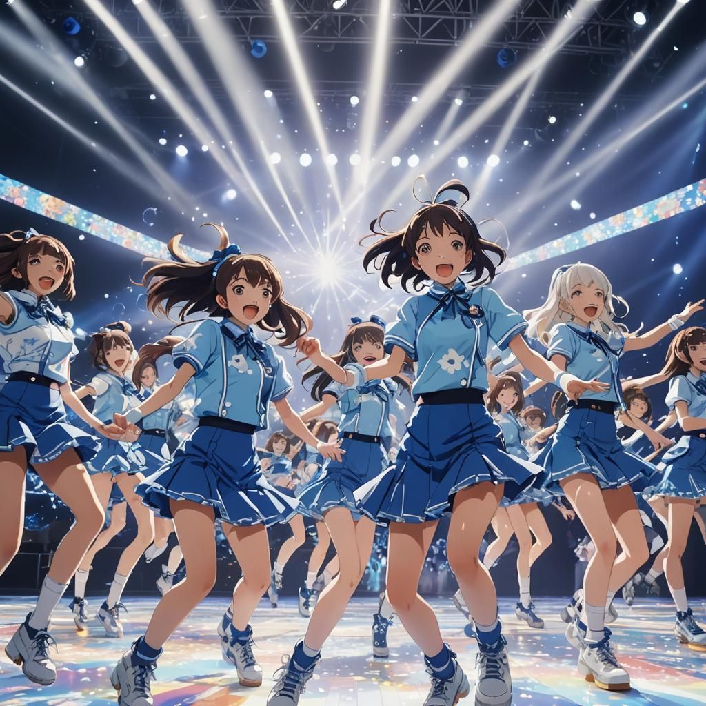 Anime Girls Dance on Stage in Vibrant Performance