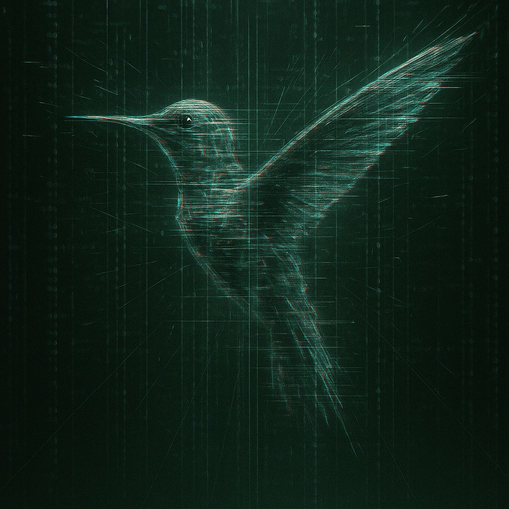 Glitch Hummingbird: Double Exposure Digital Art