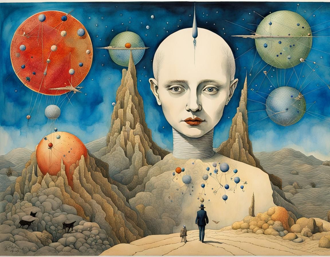 Surreal Watercolor Path in Detailed Sharp Focus