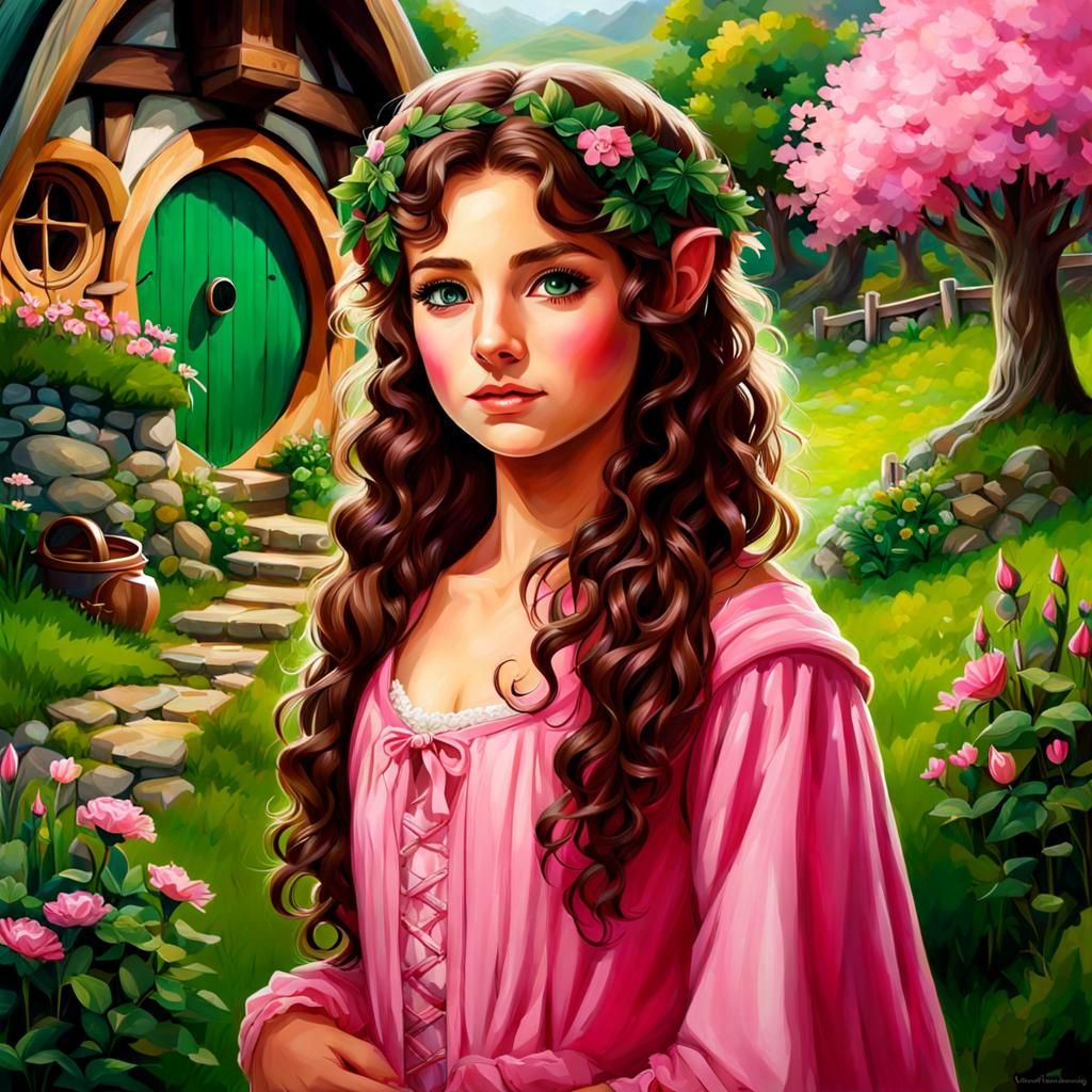 Hobbit Girl in Pink 2