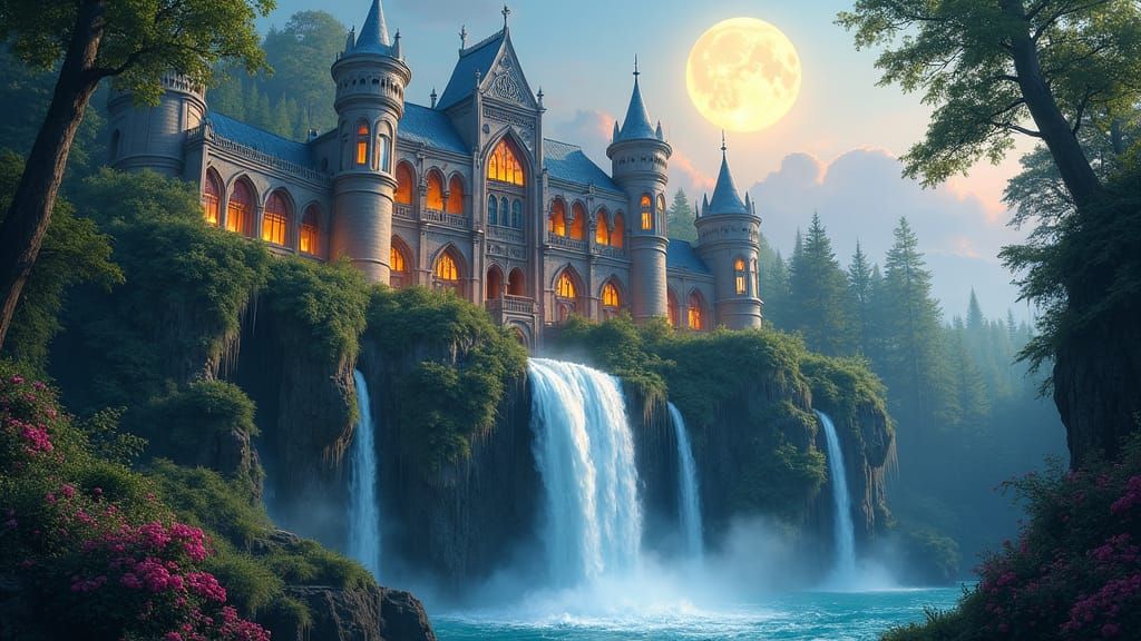 Enchanted Palace in Moonlight: Fantasy Concept Art