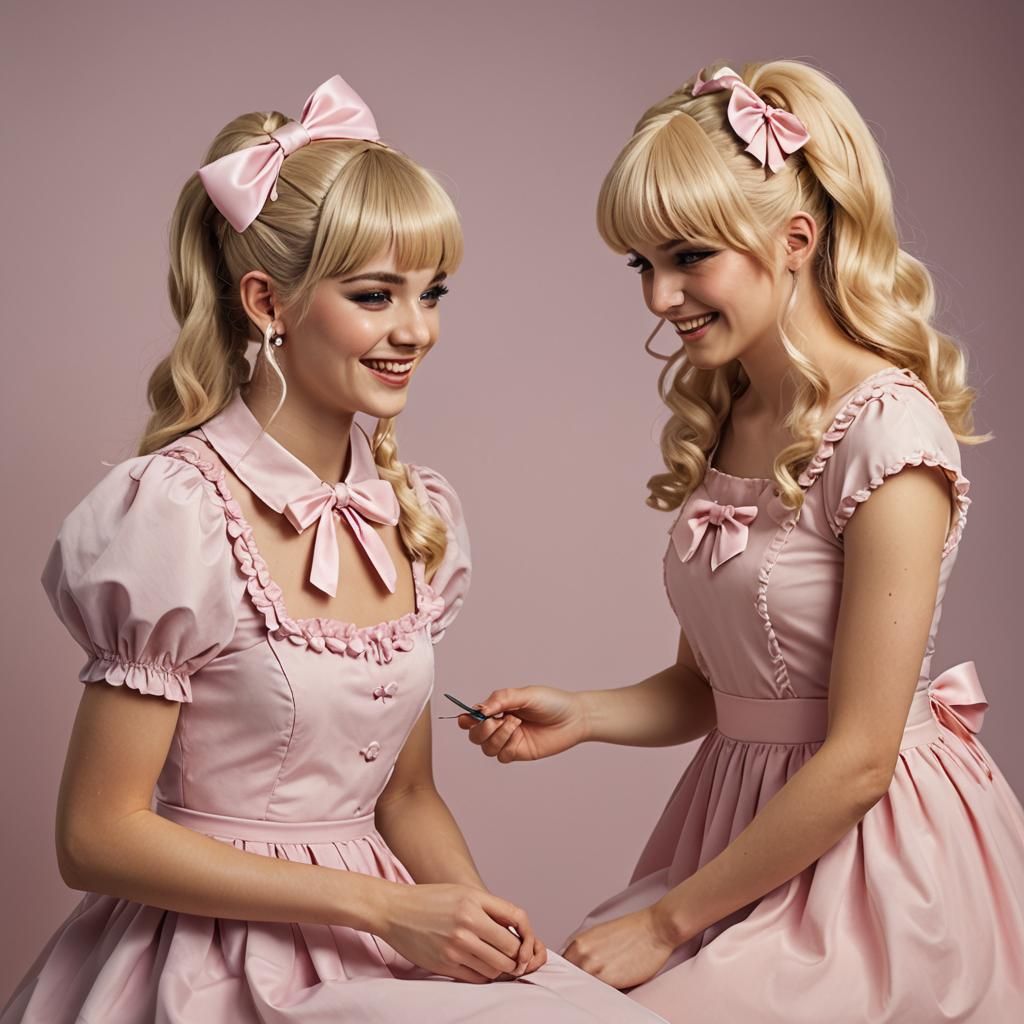 Vivid Digital Art of a Woman Styling a Worried Crossdressing...