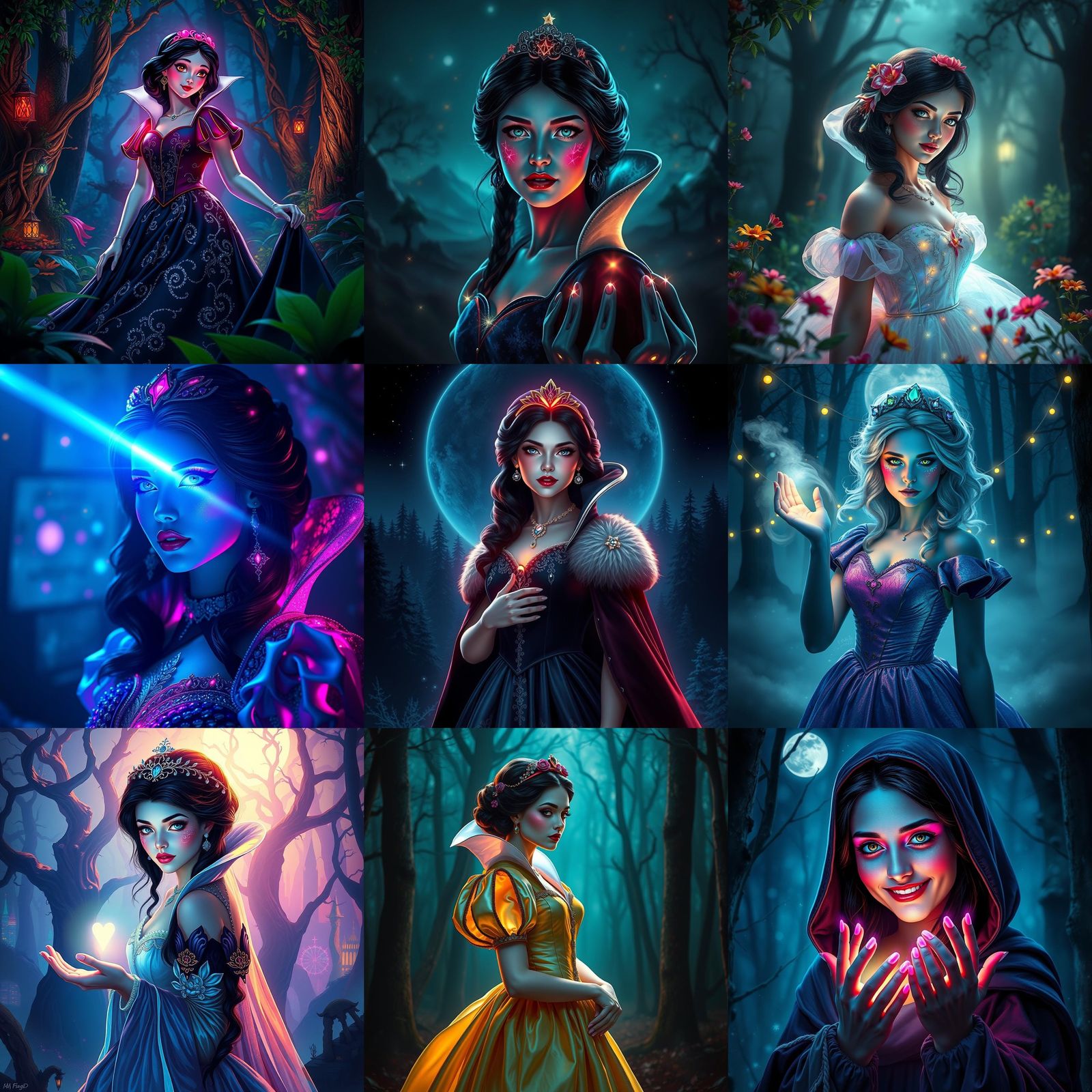 Snow White with Neon Makeup, Digital Art