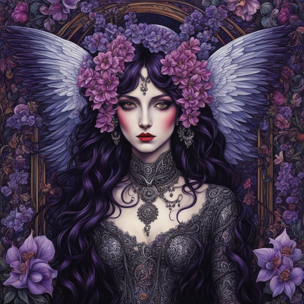 Emo Angel in Gothic Psychedelic Style