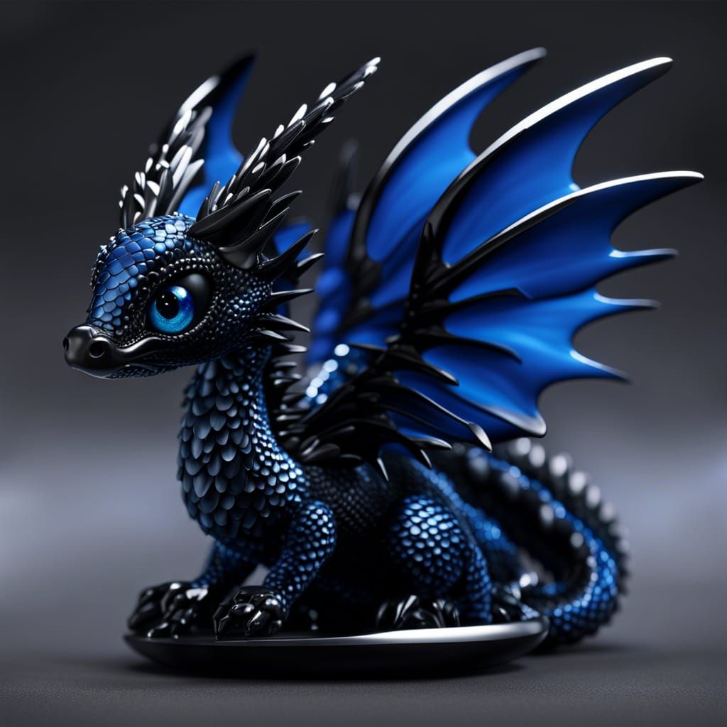 Adorable Ferrofluid Dragon: CGI Fantasy Art
