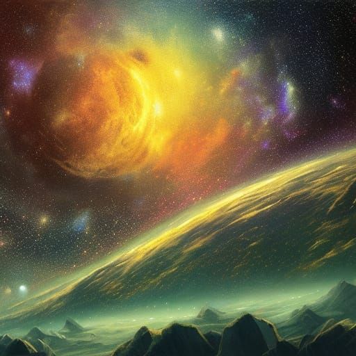 Alien Galaxy from the Moon's Surface: Digital Painting