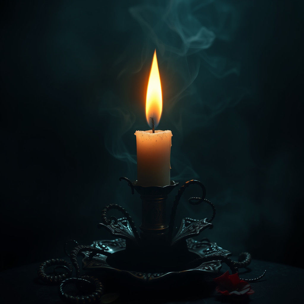 Ornate Candle Consumed by Ethereal Darkness