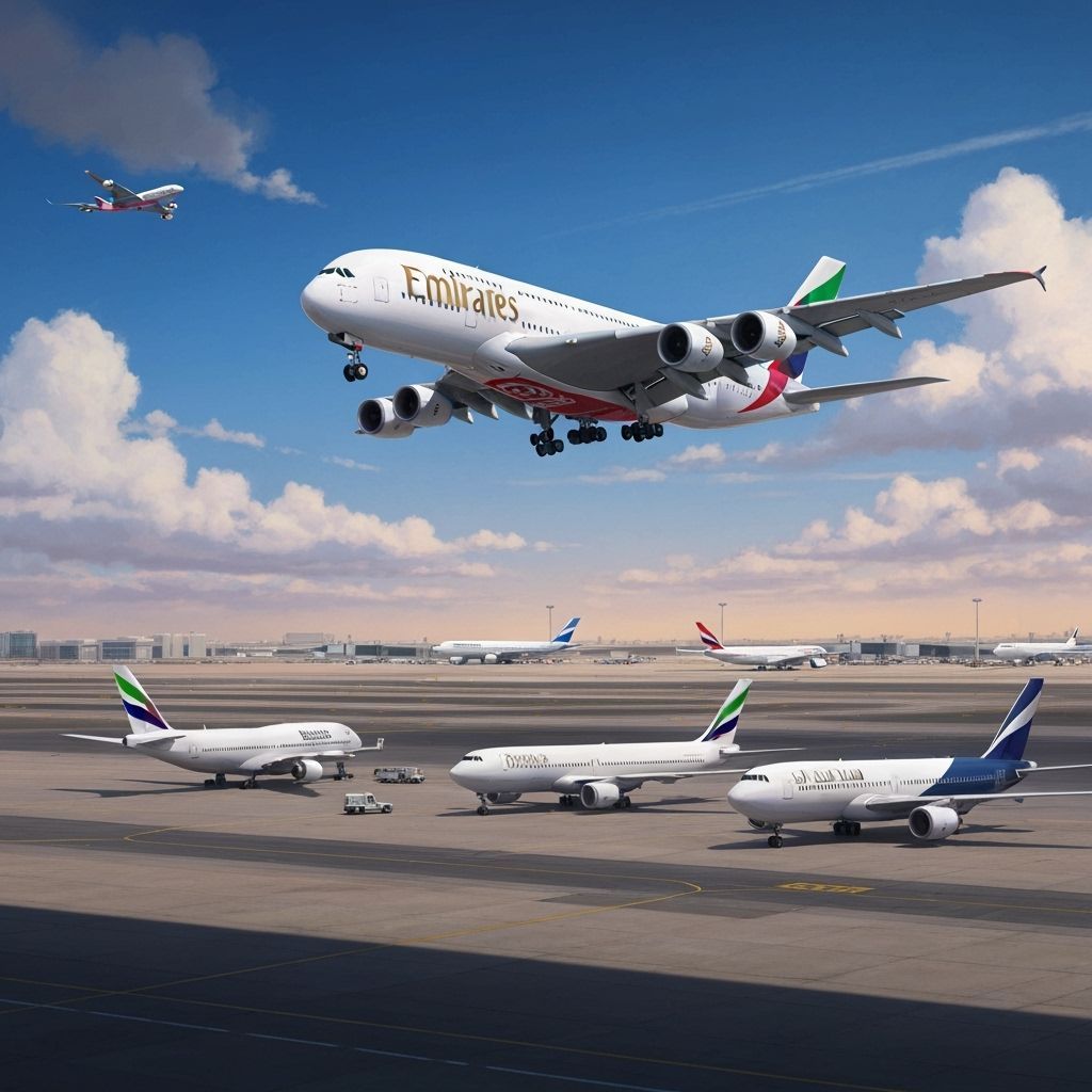 Emirates Airliner Takes Flight from Dubai Airport