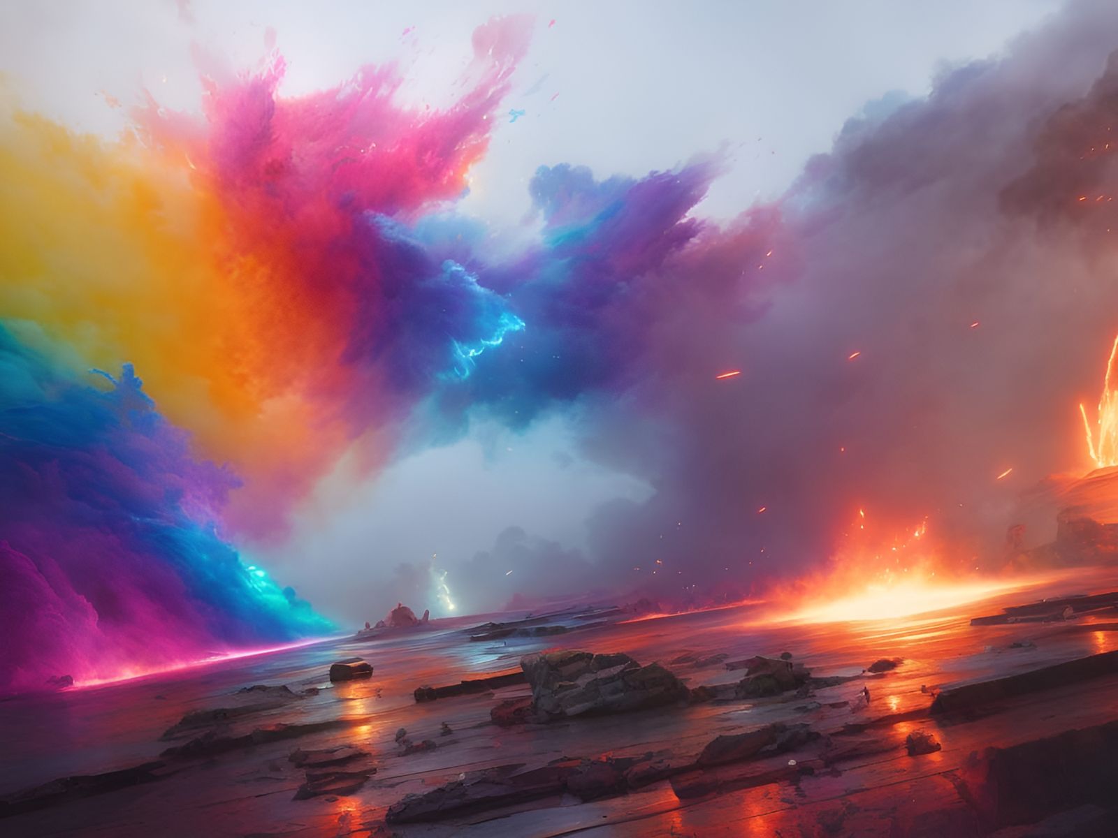 Rainbow Explosion: Hyperdetailed Digital Art