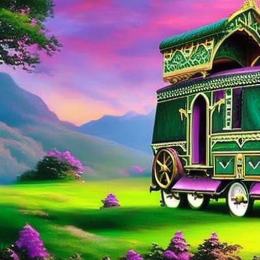 Purple Gypsy caravan wagon house& gothic vibes& fantasy vibes& ethereal vibes& magical vibes& witchy vibes& Gypsy vibes&...