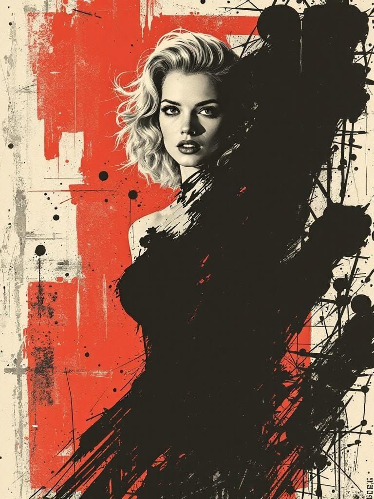 1950s Pin-Up in Offset Print Style