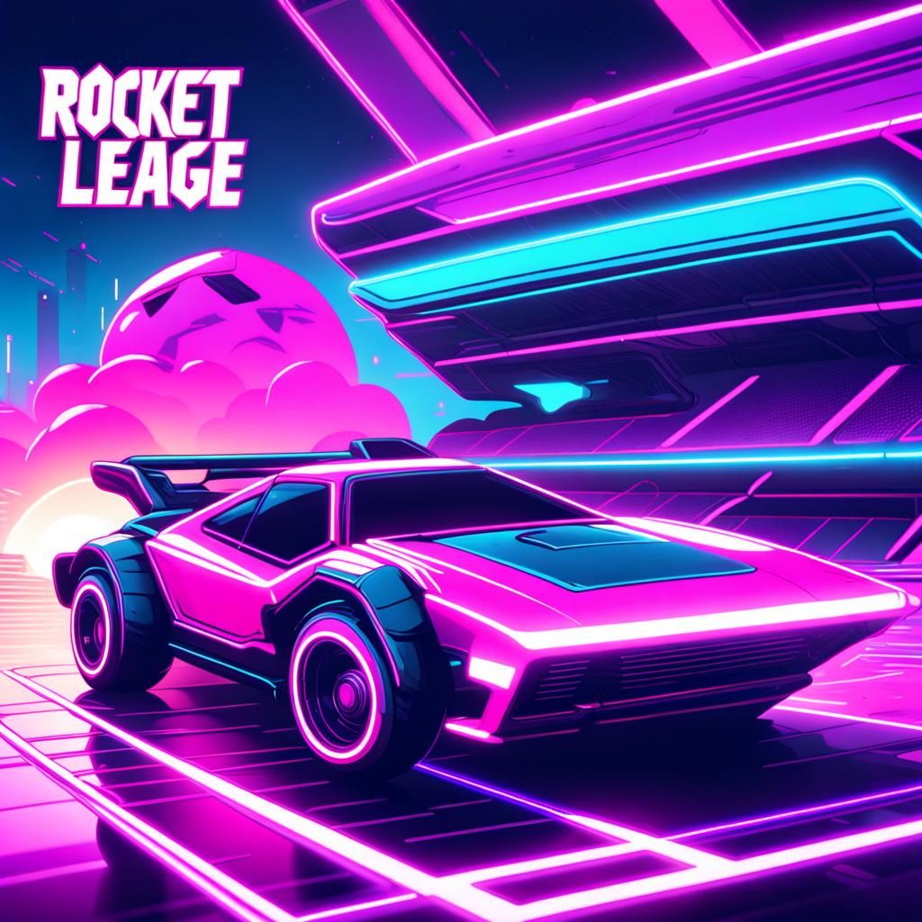 Synthwave Rocket League Car for YouTube Thumbnail