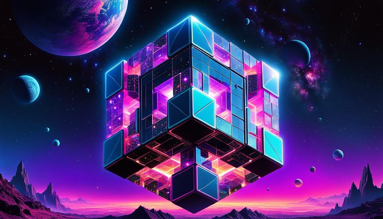 Teslapunk Rubik's Cube Arcology to the Stars