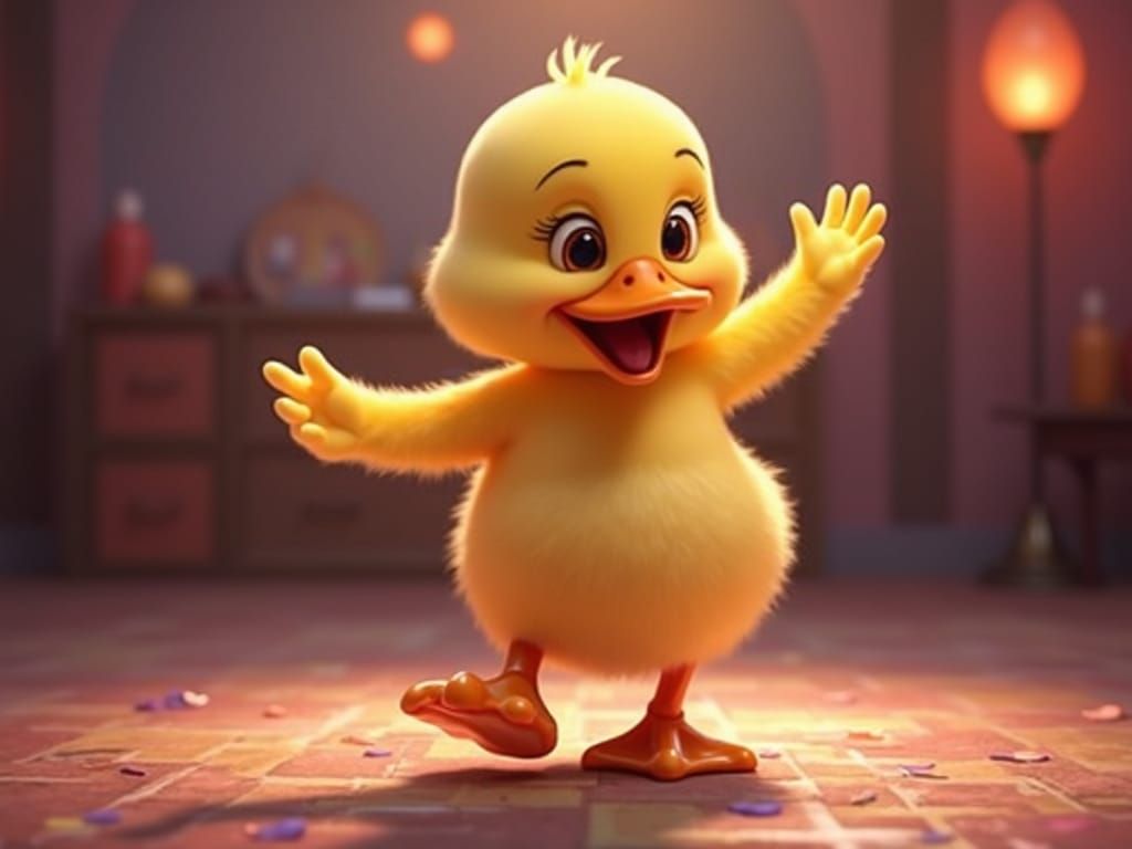 Cartoon Duckling Dances Macarena and Electric Slide