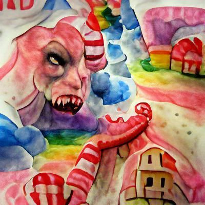 Eerie Candyland Horror Story in Watercolor