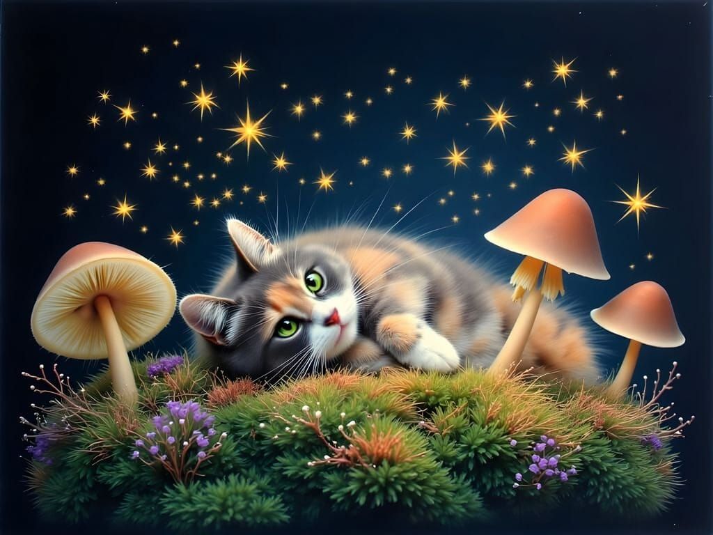 Surrealist Figure Blends with Furry Landscape in Ethereal At...