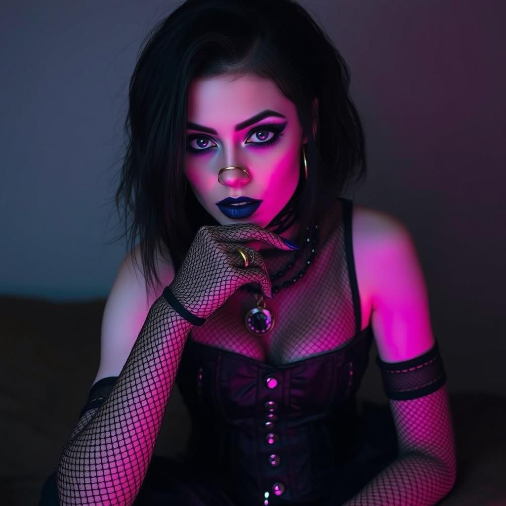 Edgy Woman with Extreme Fashion and Piercings