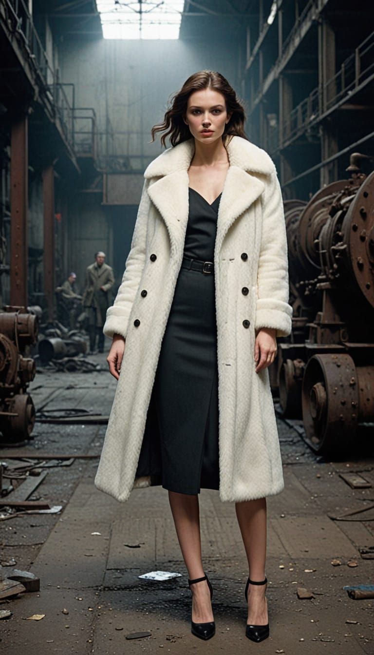 Glamorous Edge Fashion Model in Soviet Factory