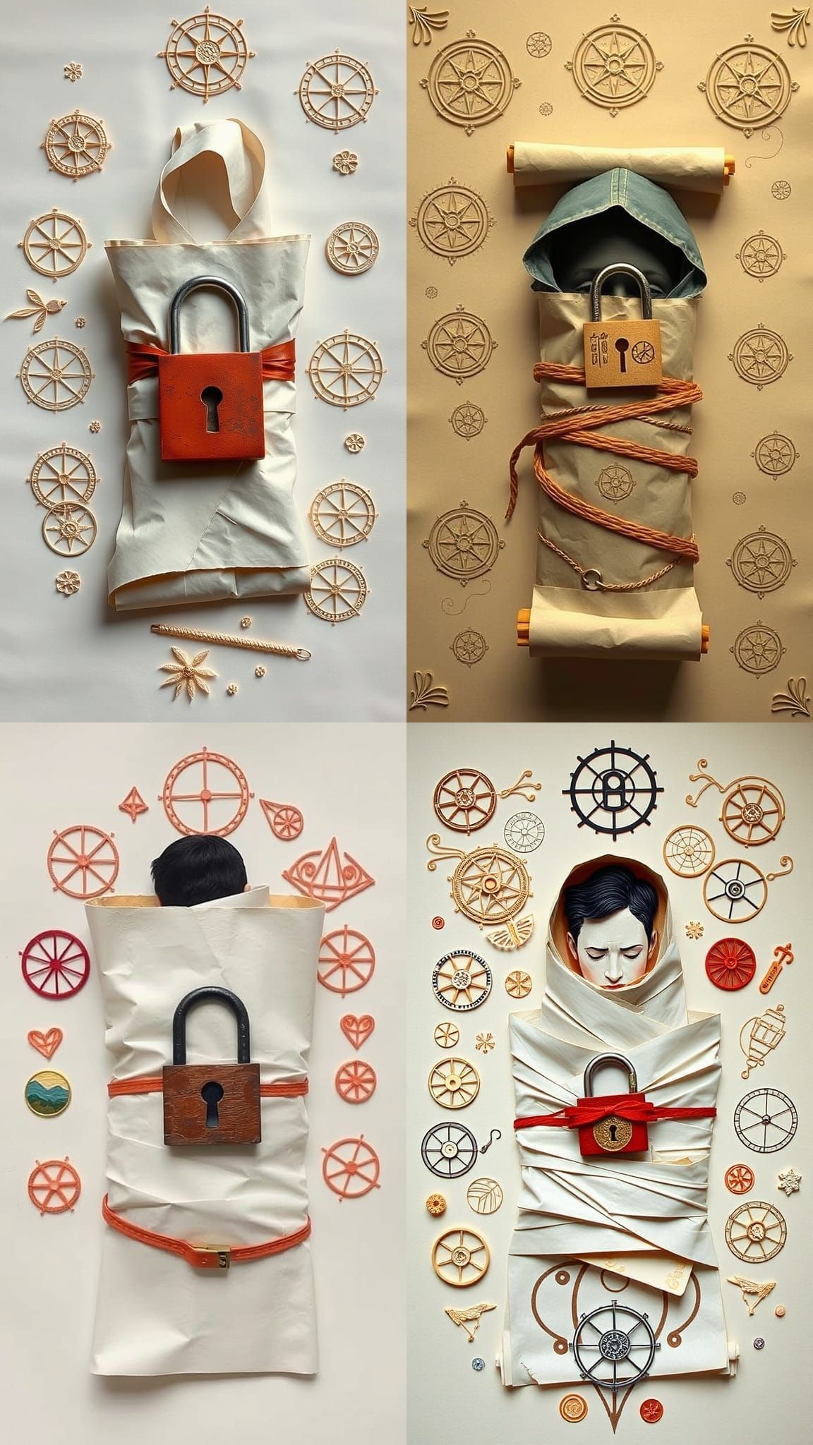 Quilled Silhouette of a Person in a Secure Fortress