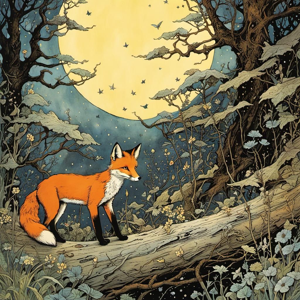 Little Prince and Fox Illustration in Classic Style