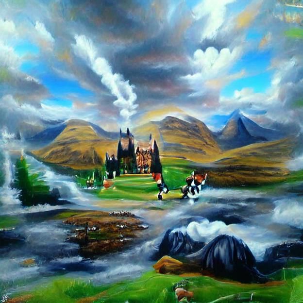 Scottish Highlands Oil Painting