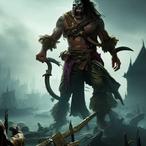Ethereal Zombie Pirate Captain in a Fantasy Landscape