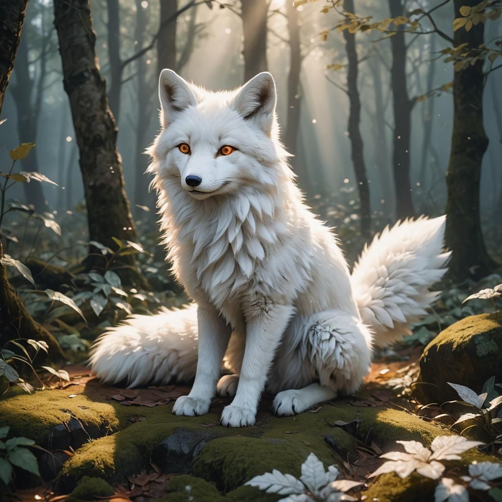 Anime Style White Fox in 3D