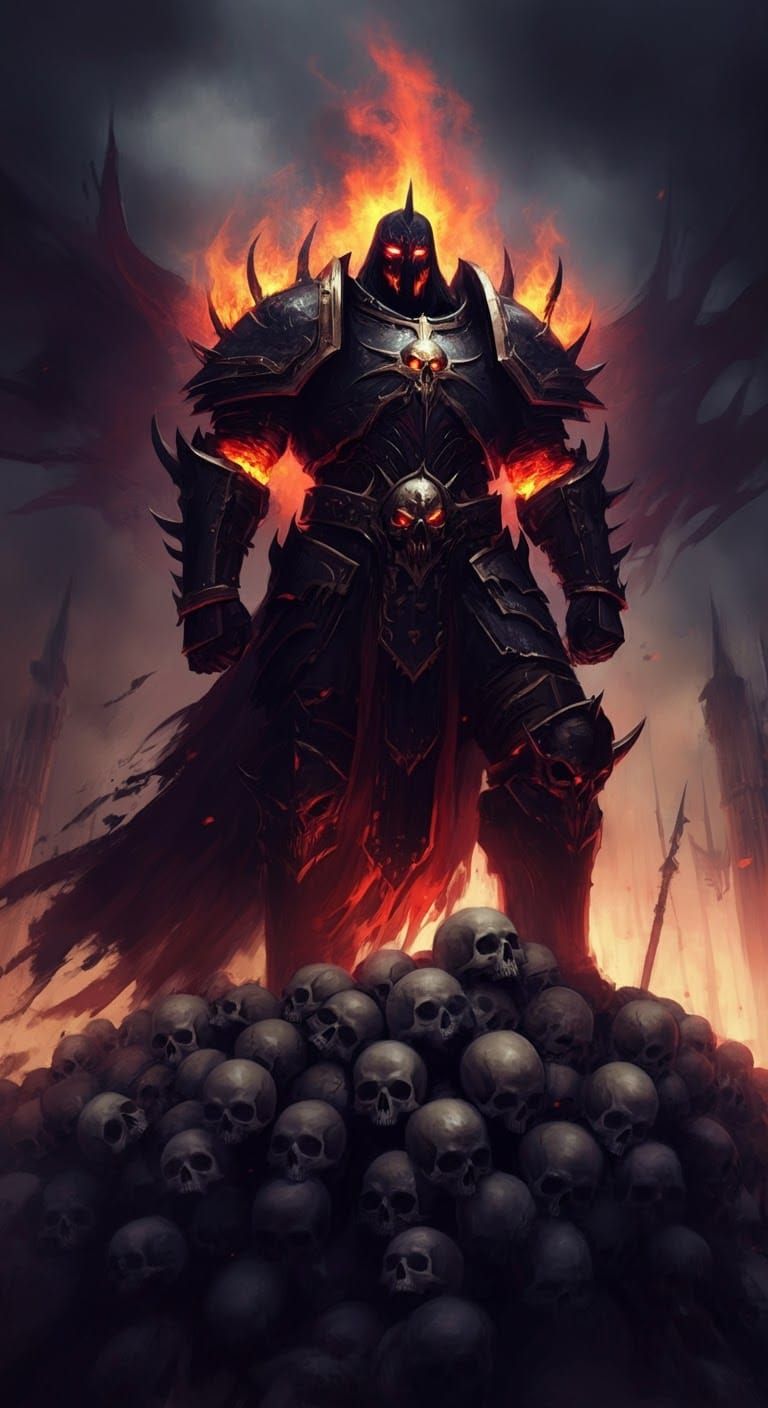 Ominous War God on Skull Mountain in Speedpaint Style