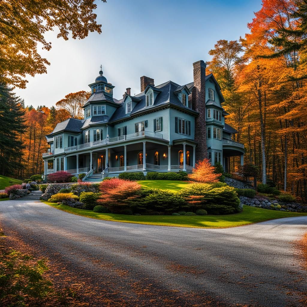 Picturesque Mansion in Maine Landscape