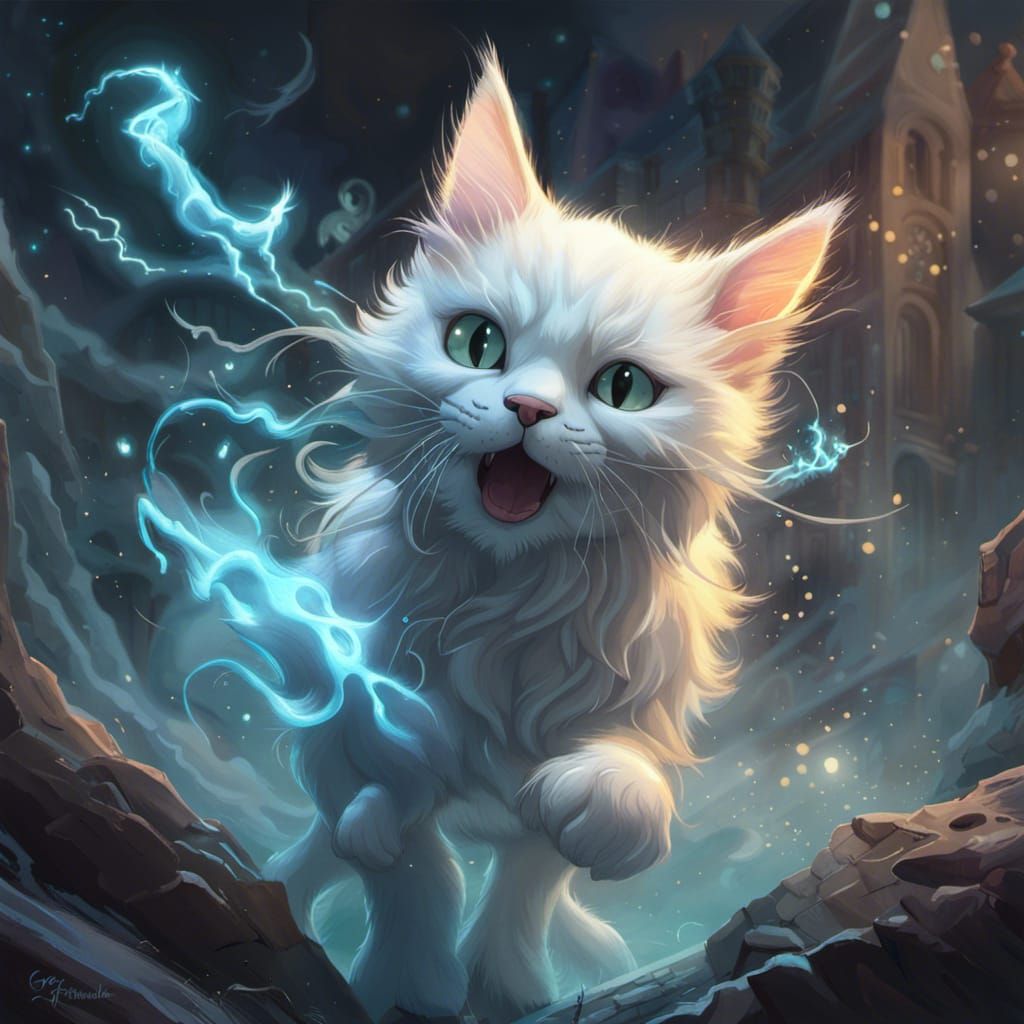 Cute Ghost Cat Digital Art in 8K Resolution
