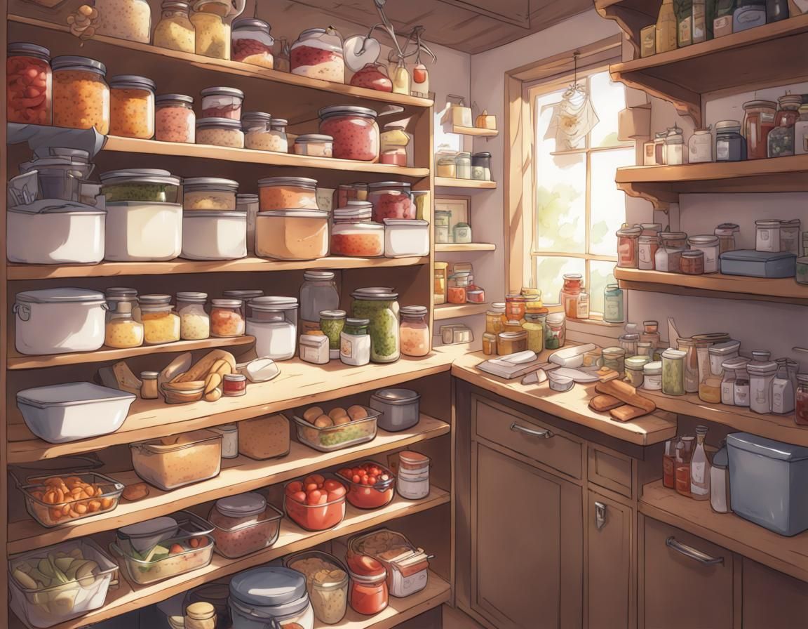 Anime-Style Kitchen Pantry Abundance