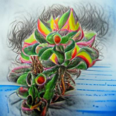 Psychedelic Peyote Plant in Colorful Pencil Sketch