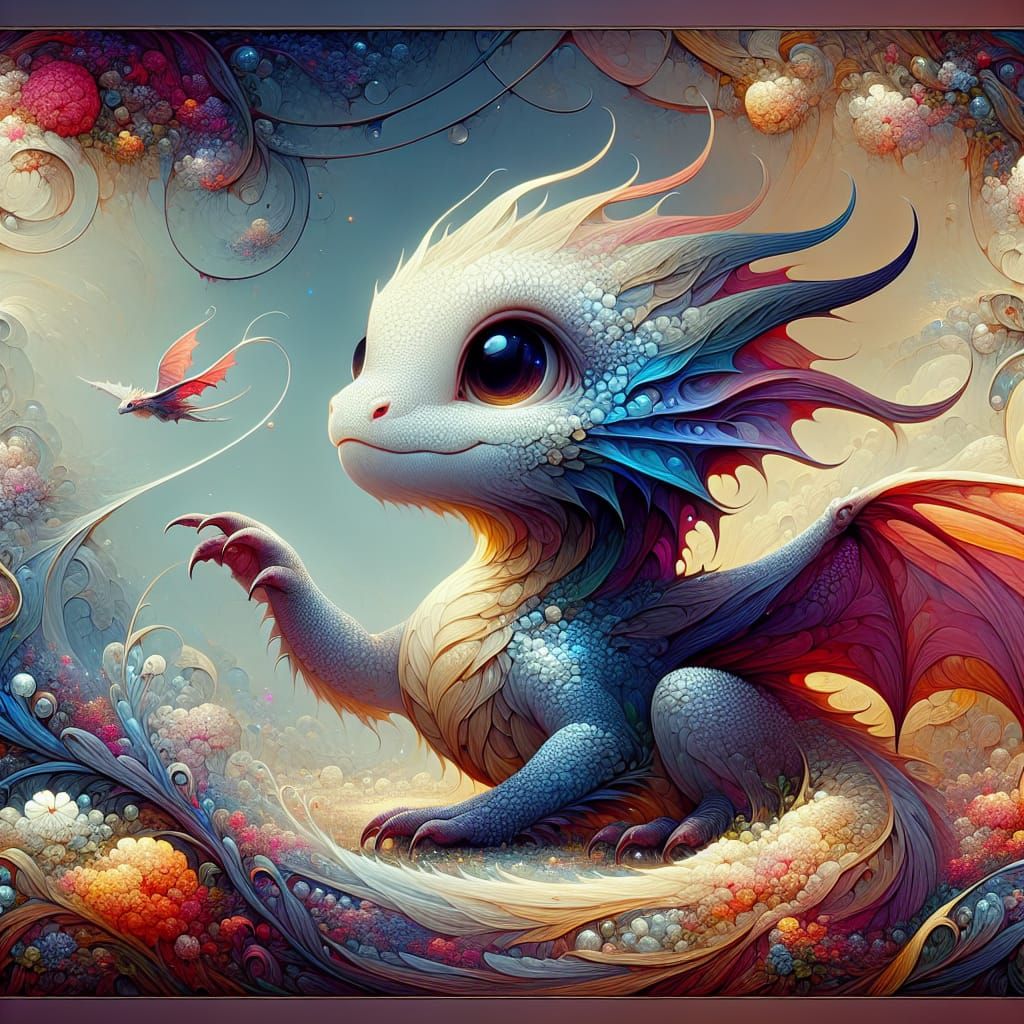 Whimsical Dragon in Detailed Matte Painting Style