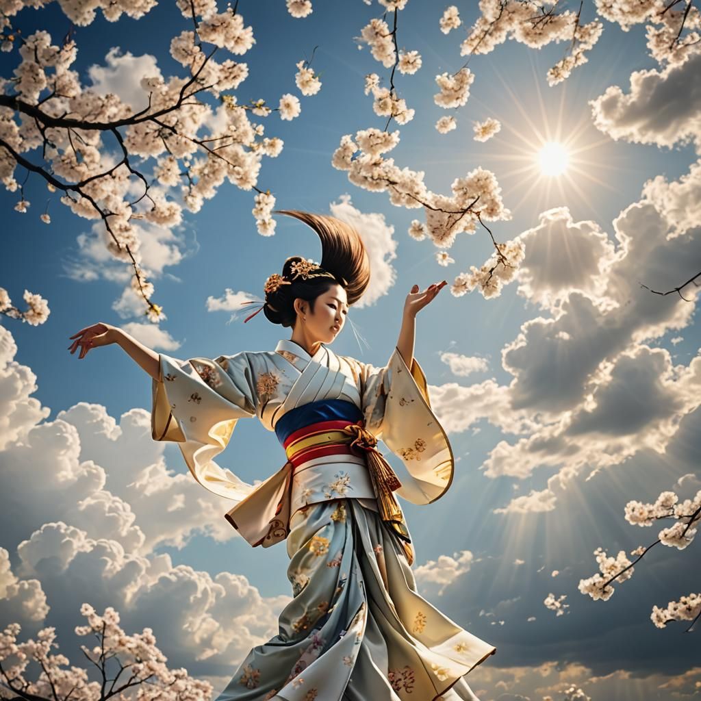Ethereal Japanese Dance in Divine Light