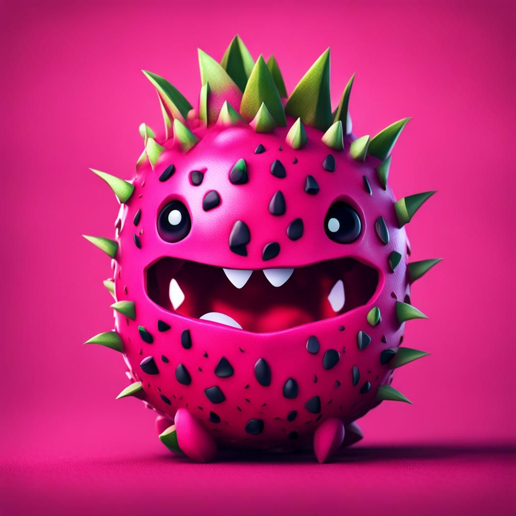 Hyperrealistic Chibi Dragonfruit in High Definition