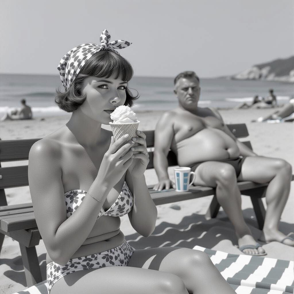 1970s Sochi Beach Scene in Soviet Documentary Style