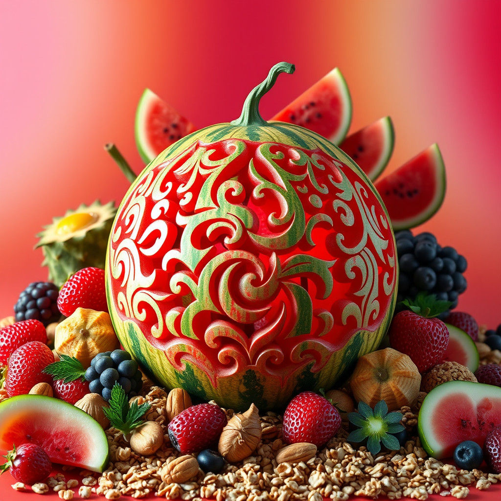 Vibrant Watermelon Centerpiece in Whimsical Healthy Snack Pa...