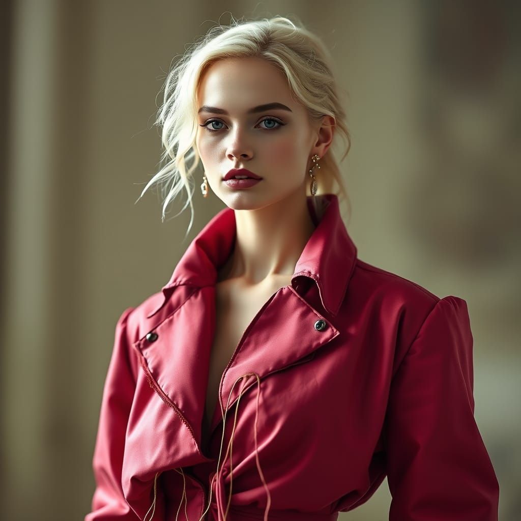 Haute Couture Fashion Model in Mid-Creation