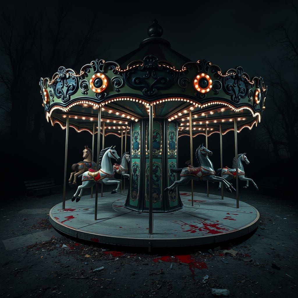 Haunted Carousel in Abandoned Amusement Park
